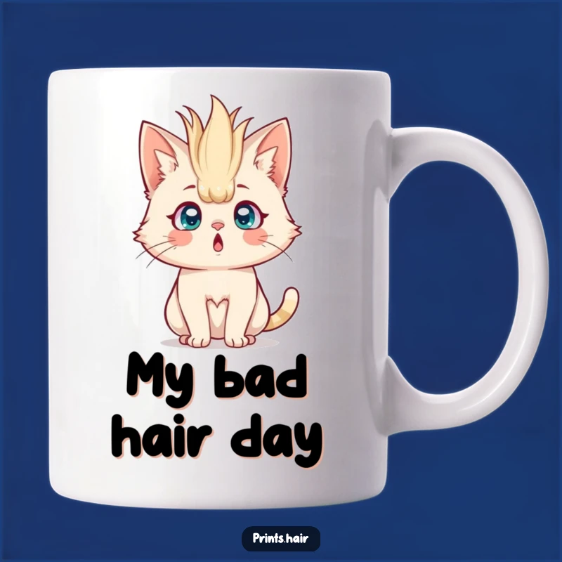 Funny Surprised Cat Mug: Shocked Feline With Wild Hair, Perfect Funny Gift