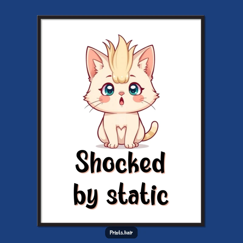 Funny Poster: Shocked Cat With Wild Hair, Hilarious Wall Art For Cat Lovers