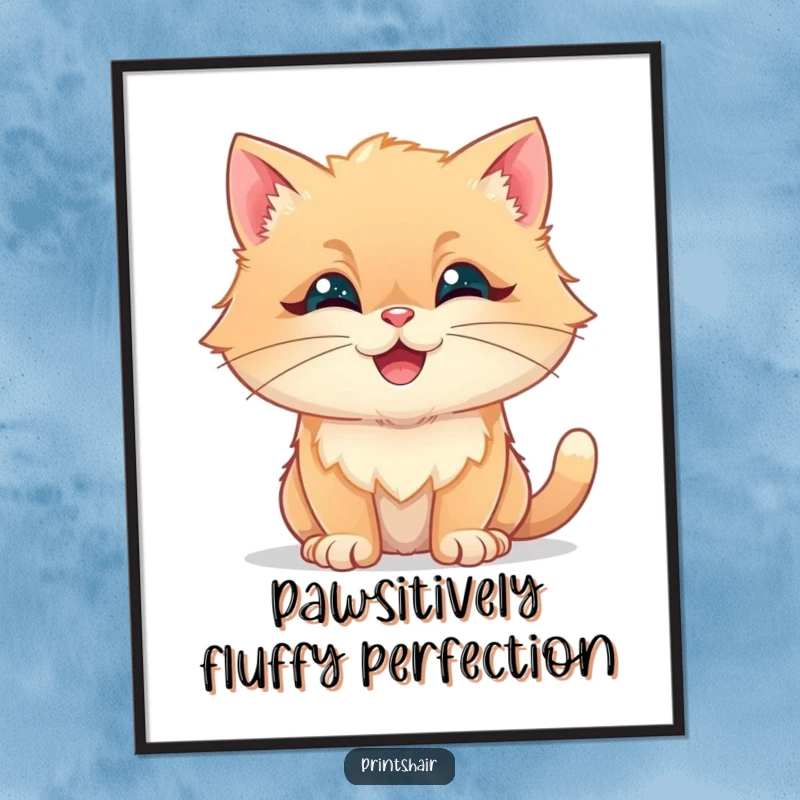 Funny Free Printable Wall Art: Cat with its fur sculpted into imaginative, soft shapes, creating a whimsical and eye-catching piece.