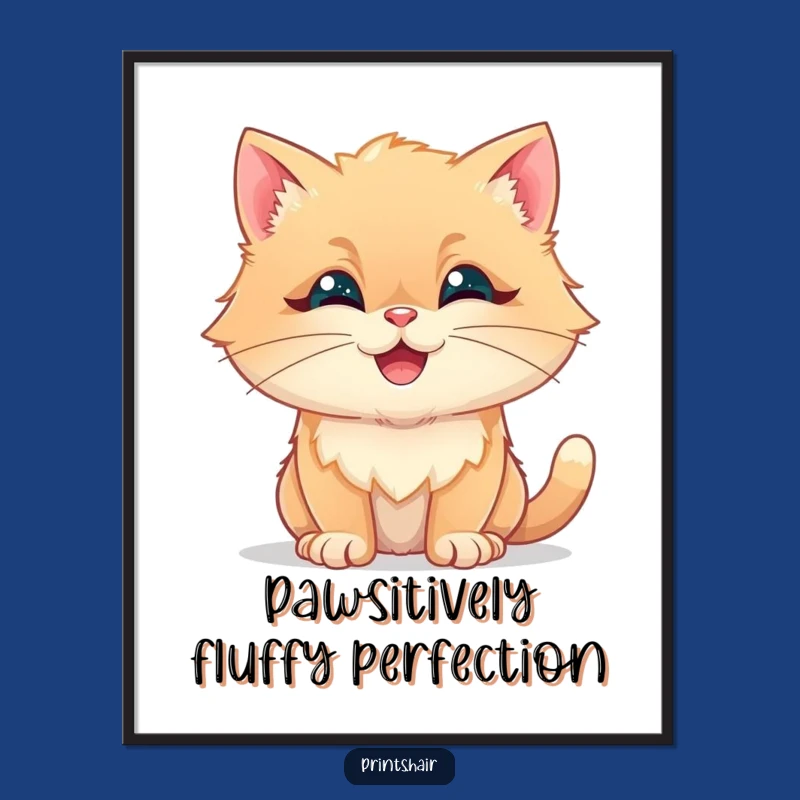 Funny Free Printable Wall Art: Whimsical Fluffy Cat Art - Decor