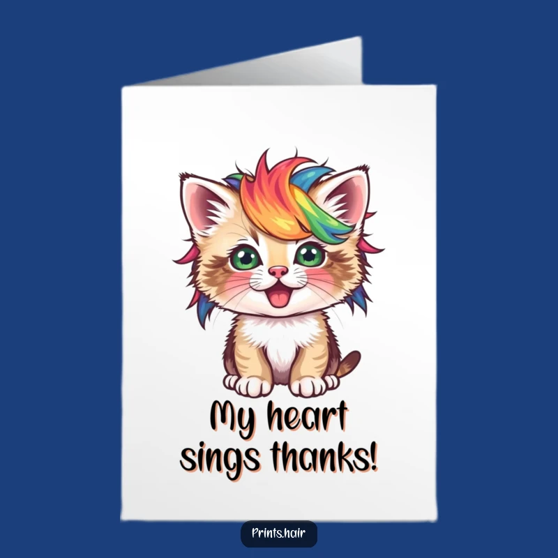 Funny Free Printable Thank You Card: Wigged Kitten Thanks - Download Now