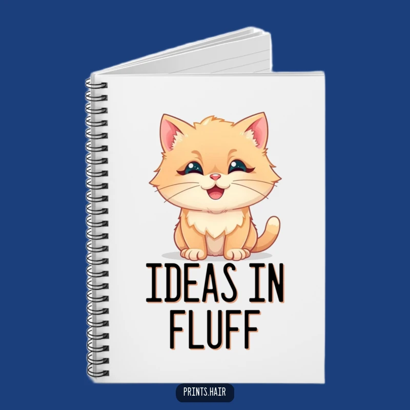 Funny Notebook: Happy Cat With Fluffy Shapes, Jot Down Ideas With Whimsy
