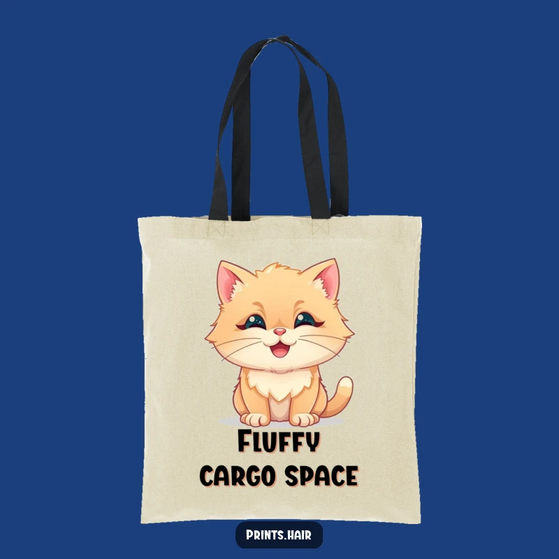 Funny Tote Bag: Happy Cat With Fluffy Shapes, Whimsical & Stylish Carry-All